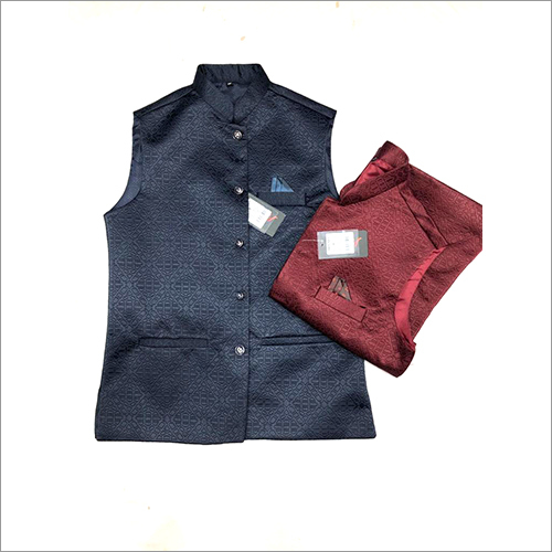 Quilited Blue & Maroon Waistcoat