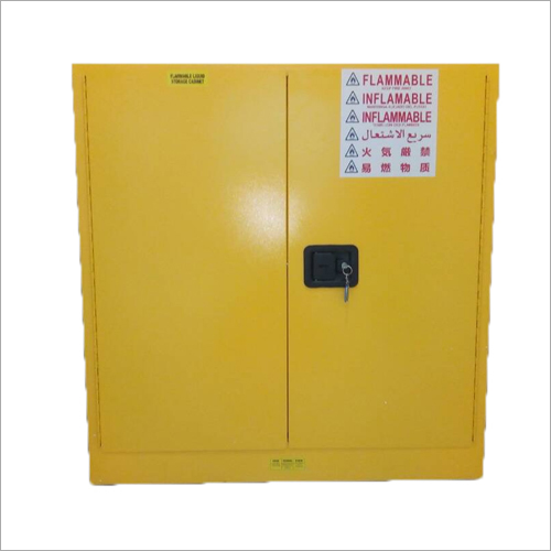 Flame Proof Cabinet - Steel, 75x50x30cm, Yellow | Durable Build, Easy Access, Double Doors, Fire Resistant, Secure Key Lock, Adjustable Shelves