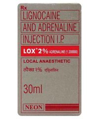 LOX 2% ADRENALINE INJ (LIGNOCAINE WITH ADRENALINE)
