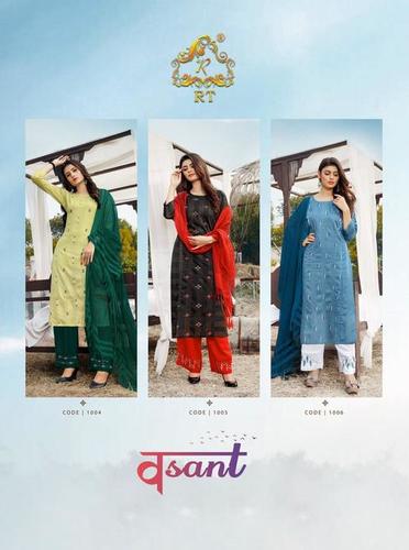 Dry Cleaning Vasant By Rijiya Trends Viscose Weaving Jari Lining Kurtis Catalogue