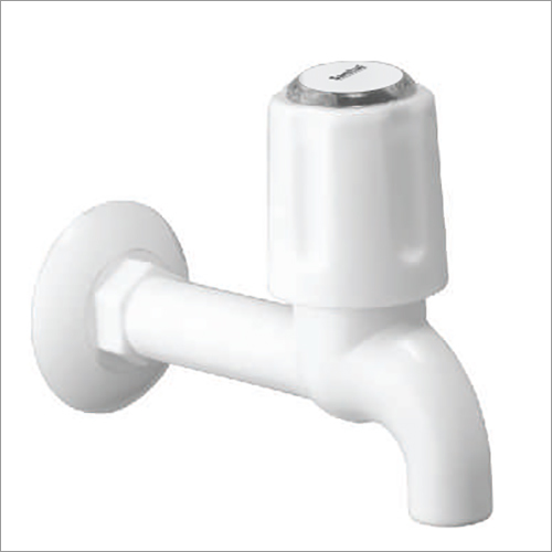 White 5 Inch Round Poly Vinyl Chloride Plastic Bib Cock