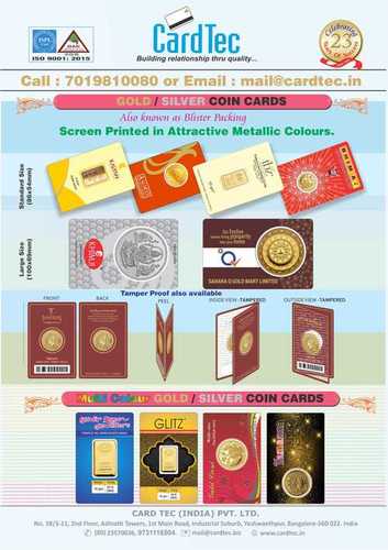 Plastic Gold Coin Cards - 85x54 mm, Multi-Color PVC | Durable Finish, Elegant Design, Customized Printing Options