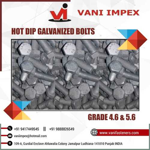 VANI Hot Dip Galvanized Bolts Grade 4.6