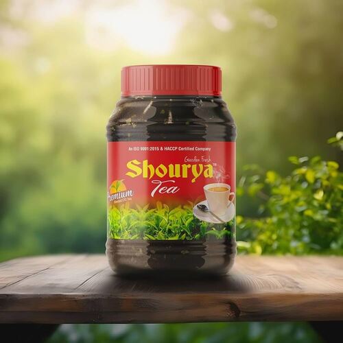 Shourya Tea Jar With Leaf - 3.0 Kgs | Black CTC Tea, Loose Style, Solid Extract, Moisture 6-7%, Antioxidants, 12 Months Shelf Life