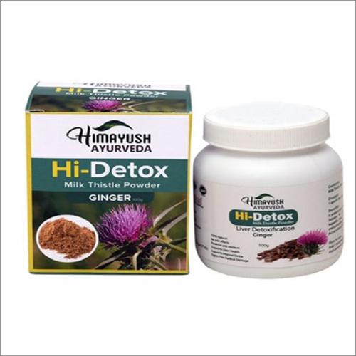 Hi Detox Ginger Milk Thistle Powder - 100 gm Bottle, Herbal Grade for Body Detoxification | Energy Boosting, Cholesterol Maintenance, Immune System Support, 12 Months Shelf Life