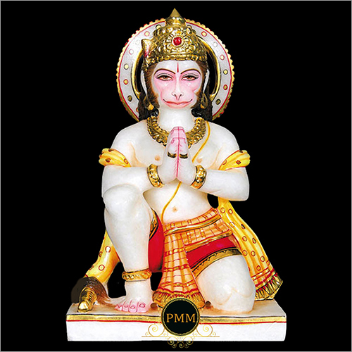Hanuman Ji Statue - Marble, 1 Foot High | Durable, Eco-Friendly, Carved Indian Religious Artistry