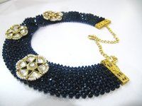 Hand Woven Knitted Beaded Stone Necklace