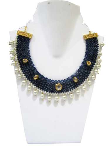 Hand Woven Knitted Beaded Stone Necklace