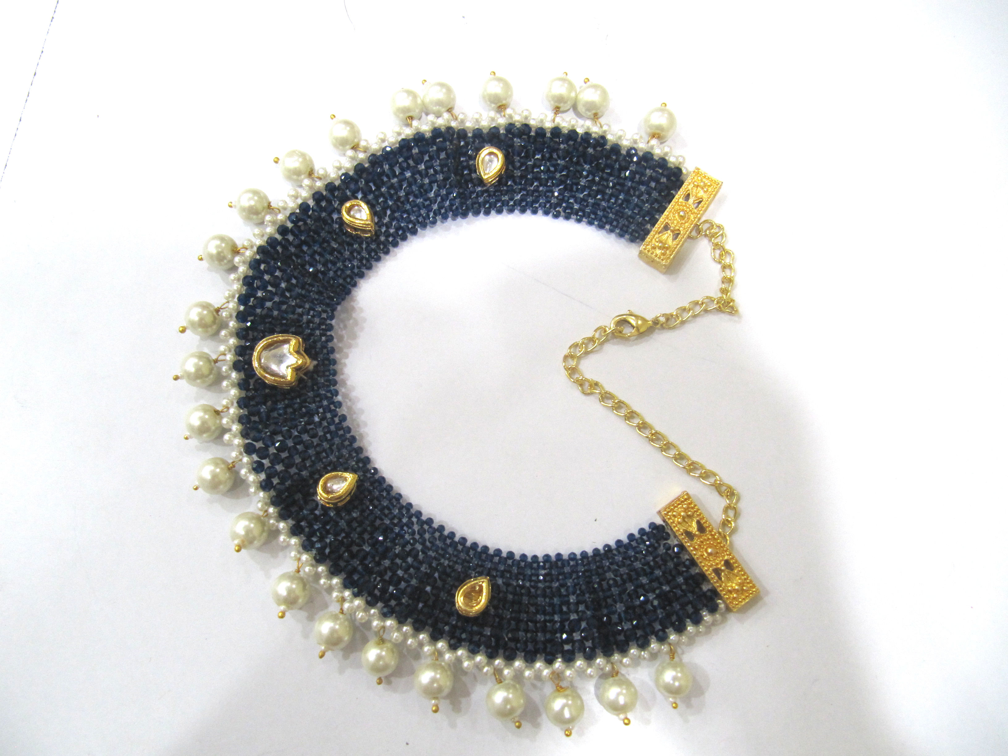 Hand Woven Knitted Beaded Stone Necklace