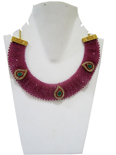 Hand Woven Knitted Beaded Stone Necklace