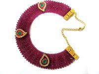 Hand Woven Knitted Beaded Stone Necklace