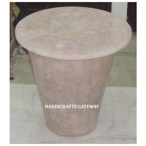 Handmade Natural Rose Quartz Stone Table For Decorative