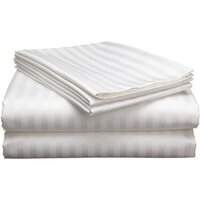 Double Hotel Bed Sheet - 100% Cotton, Full Size, White And Dyed, Thread Count 190/210/300/400, Stripe Weave | Washable, Minimum Shrinkage, Combed Yarn