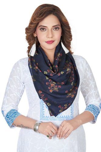 Navy Blue Ladies Printed Stole