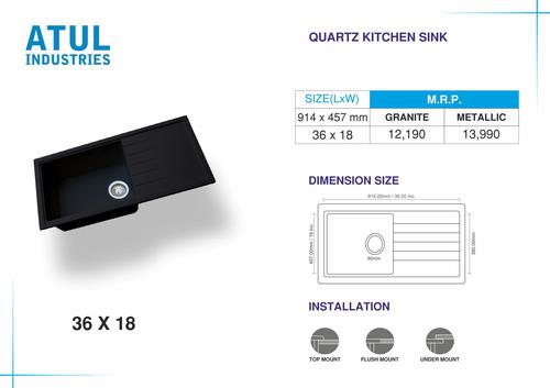 36X18 SINGLE BOWL WITH DRAIN BOARD