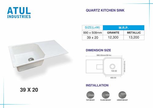 39 X 20 Single Bowl With Drain Board