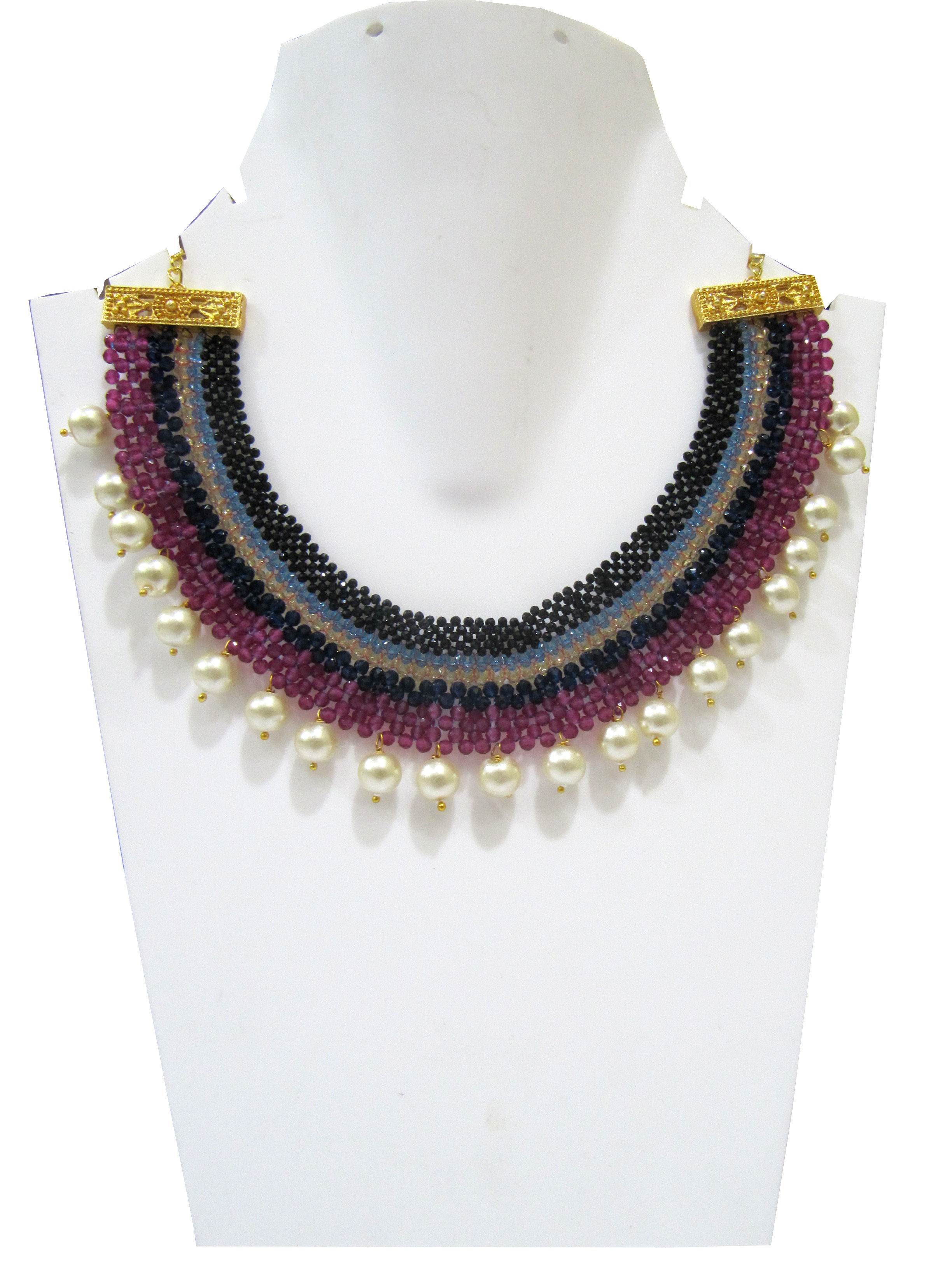 Hand Woven Hand Knitted Beaded Stone Necklace