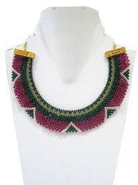 Hand Woven Hand Knitted Beaded Stone Necklace