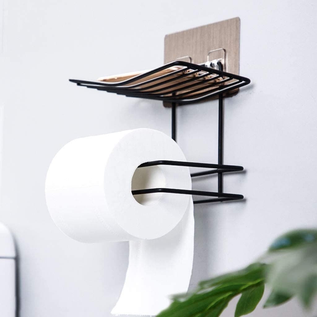 Toilet Paper Holder With Mobile Phone Storage Shelf