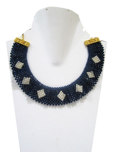 Hand Woven Hand Knitted Beaded Stone Necklace