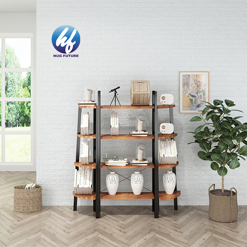 Living Room Metal Frame Standing Storage Leaning Ladder Shelf