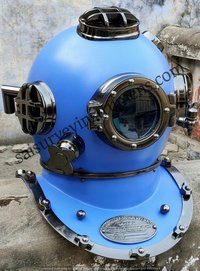 Antique Blue Full Size Divers Diving Helmet Scuba Us Navy Mark V Christmas Gift Length: 16 Inch (in)