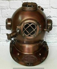 Antique Diving Helmet Boston Brown Navy Mark Deep Sea Marine Divers Scuba Morse