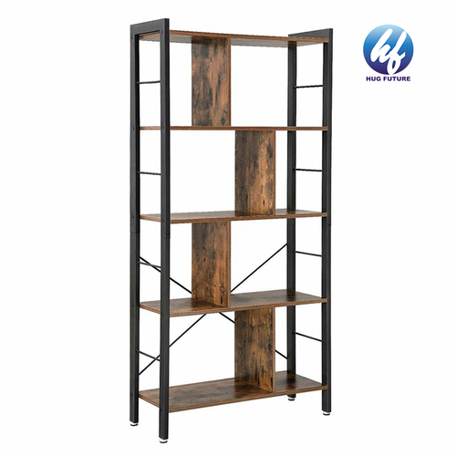 Indoor Corner Floor Vintage Antique Wrought Iron Wood Metal Ladder Shelf