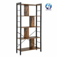 Indoor Corner Floor Vintage Antique Wrought Iron Wood Metal Ladder Shelf