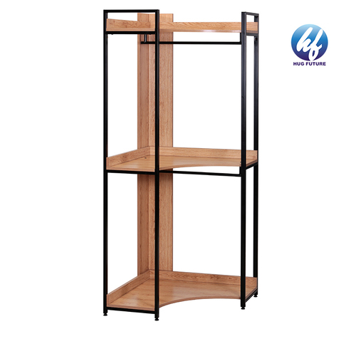 Steel Frame+Mdf Board Double Hanging Rod Clothes Garment Racks With Storage Shelves
