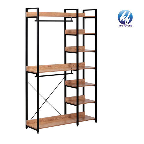 Steel Frame+Mdf Board 2021 New Design Standing Closet With Shelving Unit With Clothes Rail For Bedroom