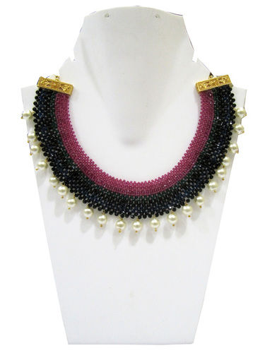 Hand Woven Hand Knitted Beaded Stone Necklace