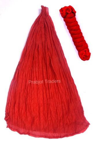 Cotton Plain Red Dupatta Decoration Material: Laces