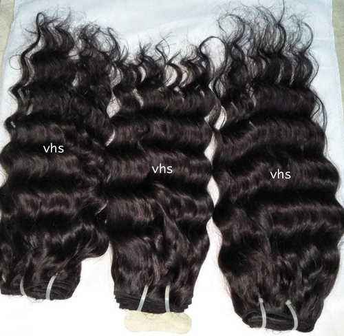 Weft Human Hair - 100kg, 10-30 Inches Length, Natural Color 1B Black | Remy Indian Human Hair, Wavy Style, Warranty Over 12 Months