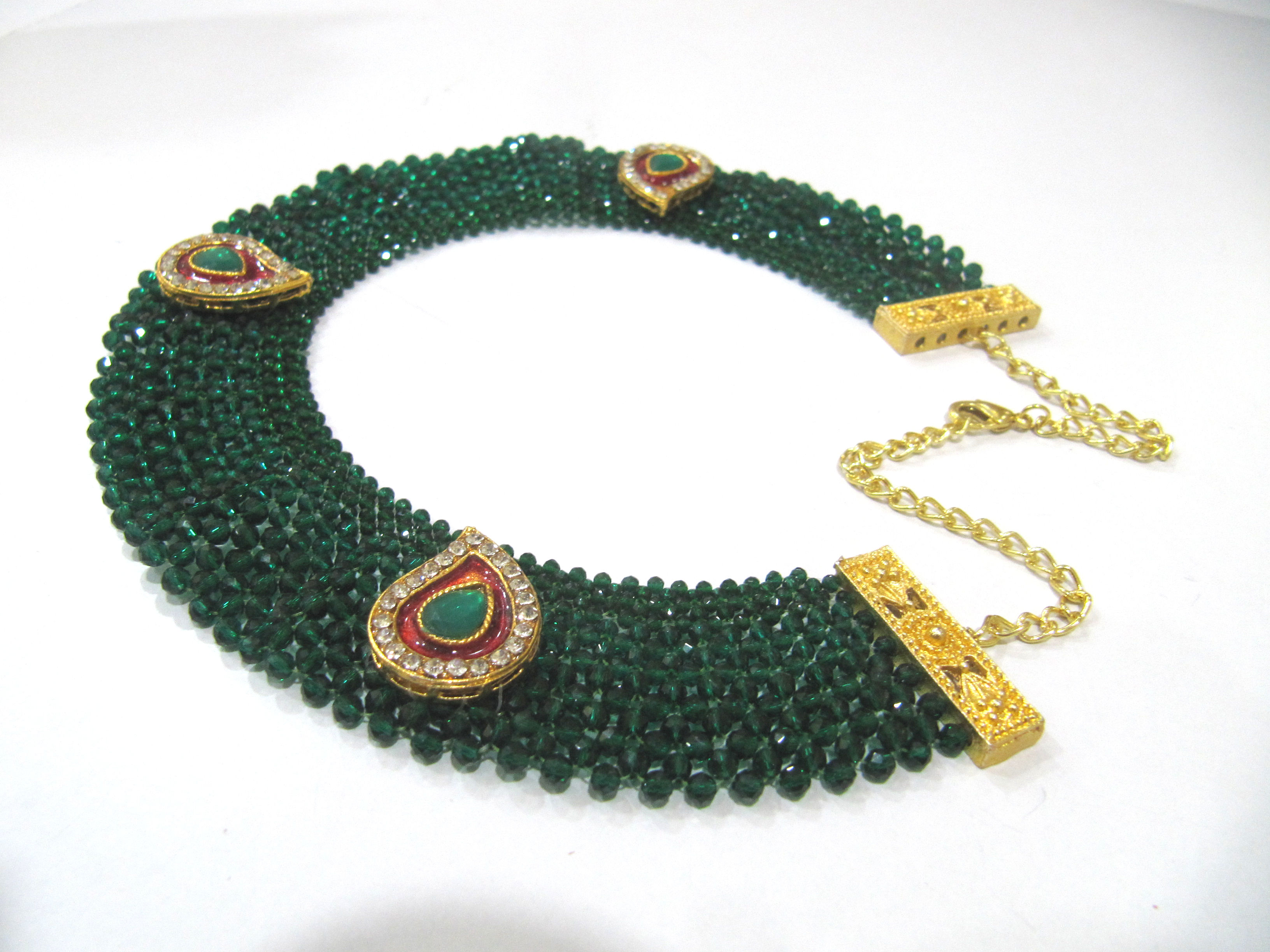 Hand Woven Knitted Beaded Stone Necklace