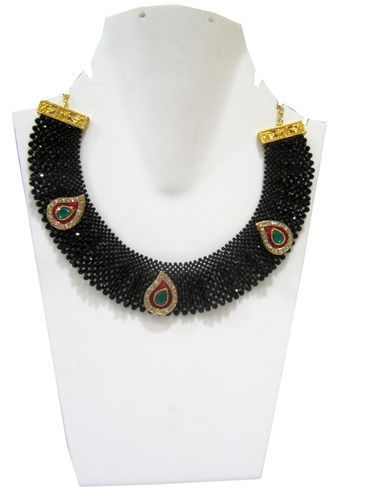 Hand Woven Knitted Beaded Stone Necklace