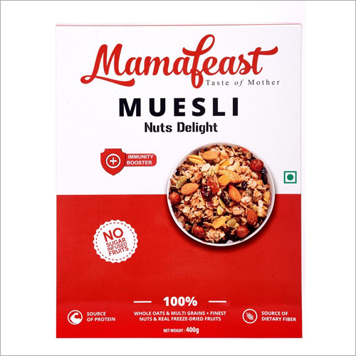 Museli Nuts Delight - 400 Gram | Gluten-Free, Low-Carb, Low-Fat, Low-Salt, Sugar-Free, Fried Processing, 09 Months Shelf Life