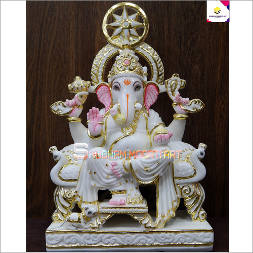 Durable White Marble Ganesh Ji Statue