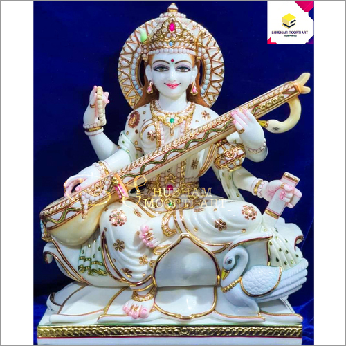 Durable Polished Marble Saraswati Statue