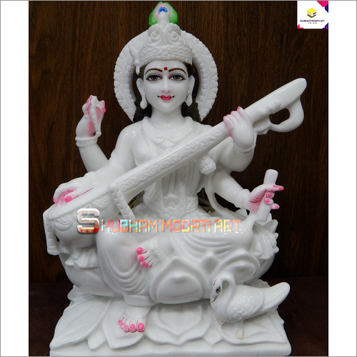Durable White Marble Saraswati Statue