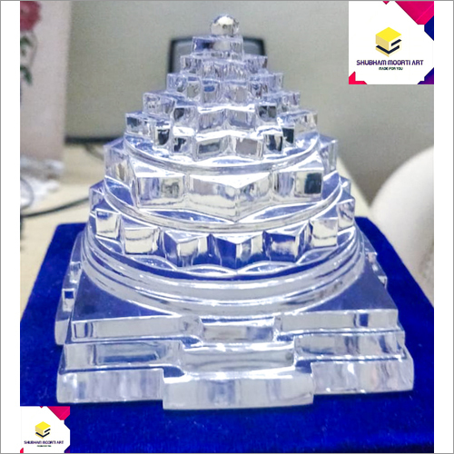 Crystal Sphatik Shree Yantra - Crystal Material, Sizes from 1 Inch to 1 Foot, Transparent Finish | Well-Crafted by Skilled Artists