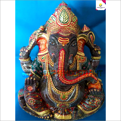 Gemstone Ganesha Statue - Handcrafted 8 Inch Polished Finish | Religious Gemstone Design, Ideal for Worship and Spiritual Activities