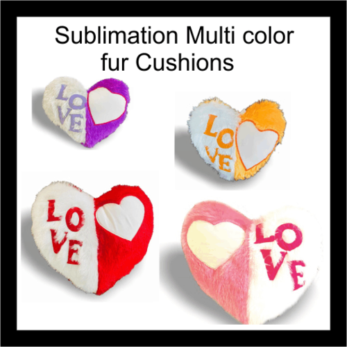 Sublimation Multi color heart fur cushion