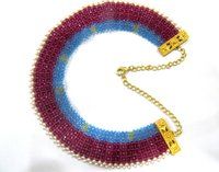 Hand Woven Knitted Beaded Stone Necklace