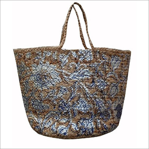 Multicolor Jute Foil Printed Handbag