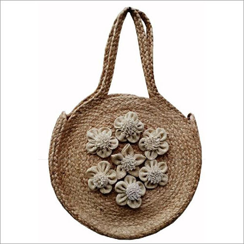 Jute Handbag With Flower