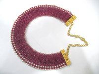 Hand Woven Knitted Beaded Stone Necklace