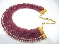 Hand Woven Knitted Beaded Stone Necklace