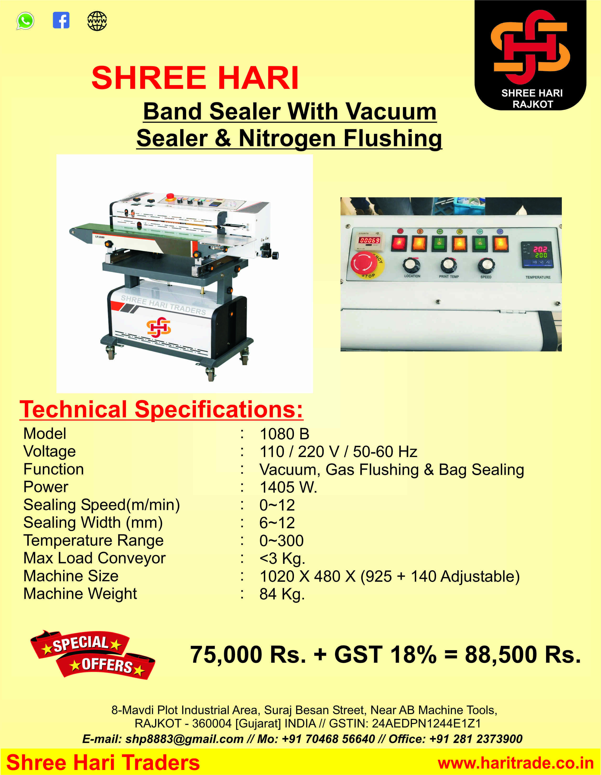 Band Sealer With Nitrogen Flushing and Vacuum Packing Machine