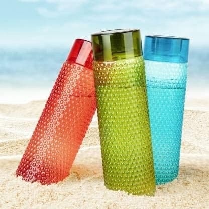 Set Of 6 Dotted Pattern Fridge Water Bottle 1 Ltr